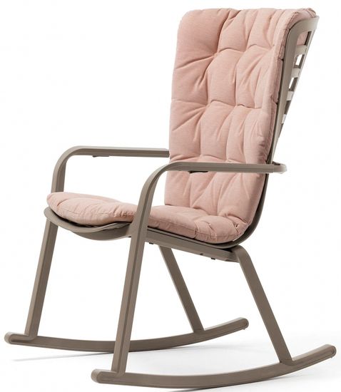 Кресло-качалка Folio пластиковое тортора с розовой подушкой Nardi Италия