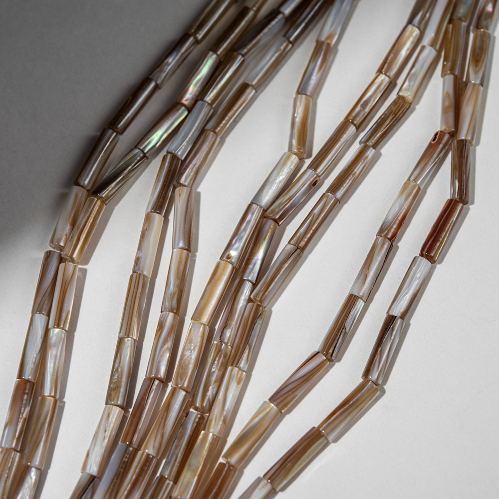 Черный перламутр морских ракушек, оттенок "Кофейный", трубочки 4*14мм