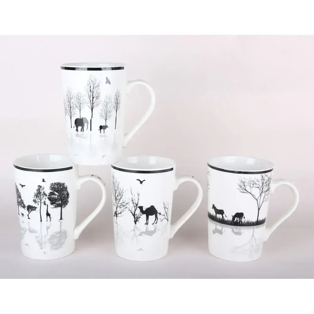 Кружка 420мл ЧБ микс животных 4 диз