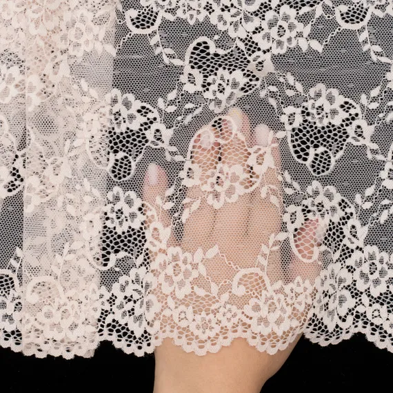 Кружево эластичное серебристый пион 24 см, Китай