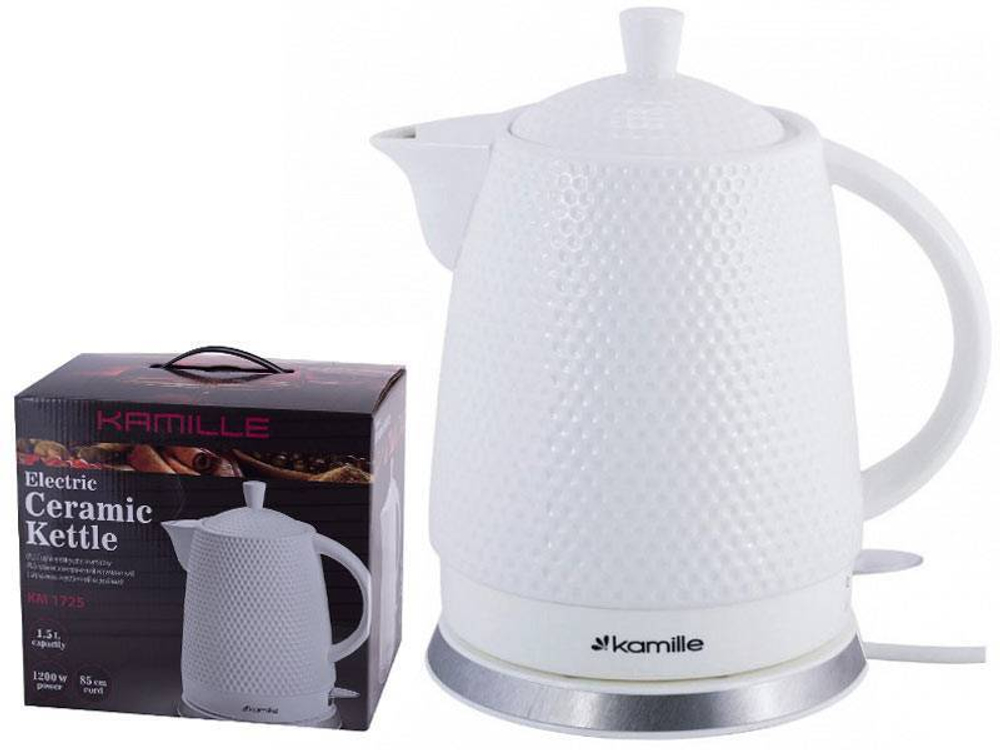 Чайник электрический 1,5л керамический Kamille KM-1725