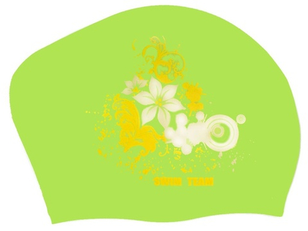 Шапочка для плавания для длинных волос цветы: KW-F  (Салатовый)