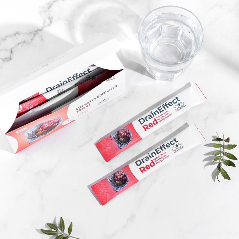 Дренирующий напиток Драйнэффект DrainEffect Red, со свежим вкусом лесных ягод и легким ароматом гибискуса, 20 стиков