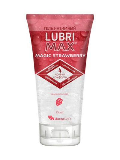 Интимный гель-смазка на водной основе Lubrimax Magic Strawberry - 75 мл.