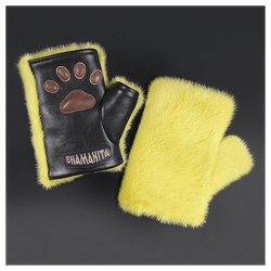 Митенки из меха норки «Норковые лапки» желтые