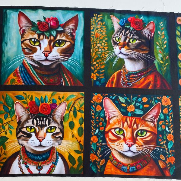 КОТЫ И КОШКИ, купон из 8 картинок, 100% хлопок 2