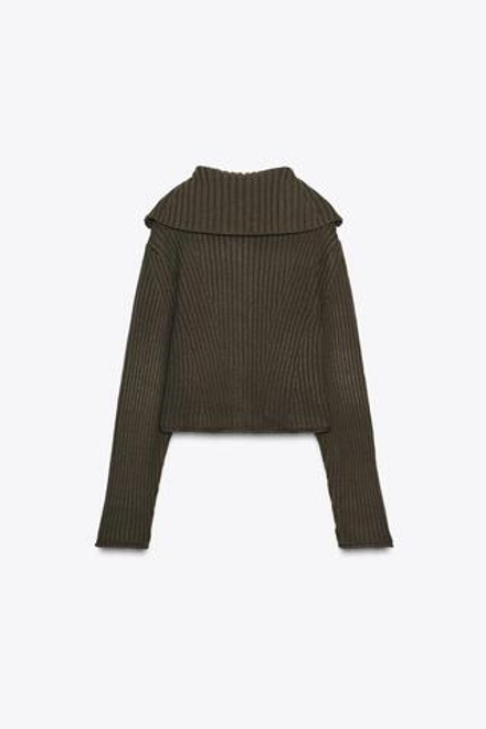 ZARA КАРДИГАН В РУБЧИК С ПУГОВИЦАМИ, ТЕМНЫЙ ХАКИ