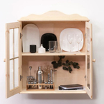 Dipriz Шкаф навесной Бритта 2 двери 2 полки с карнизом из массива сосны для кухни и ванной, в натуральной отделке