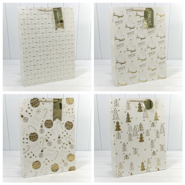 
          Пакет подарочный 40 х 55 х 20 см Набор 4 шт "Новый год" с тиснением (Белый)