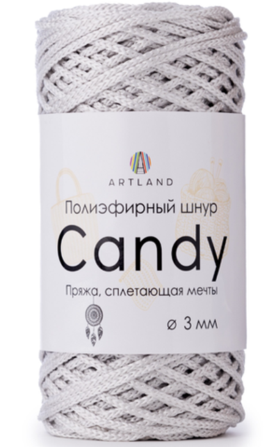 Полиэфирный шнур Candy 3 мм, 200 гр, 100м, белый лоск