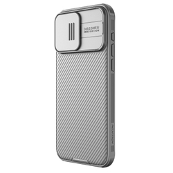 Чехол серого цвета (Titanium Gray) от Nillkin на iPhone 15 Pro Max, серия CamShield Pro Case, с защитной шторкой для камеры