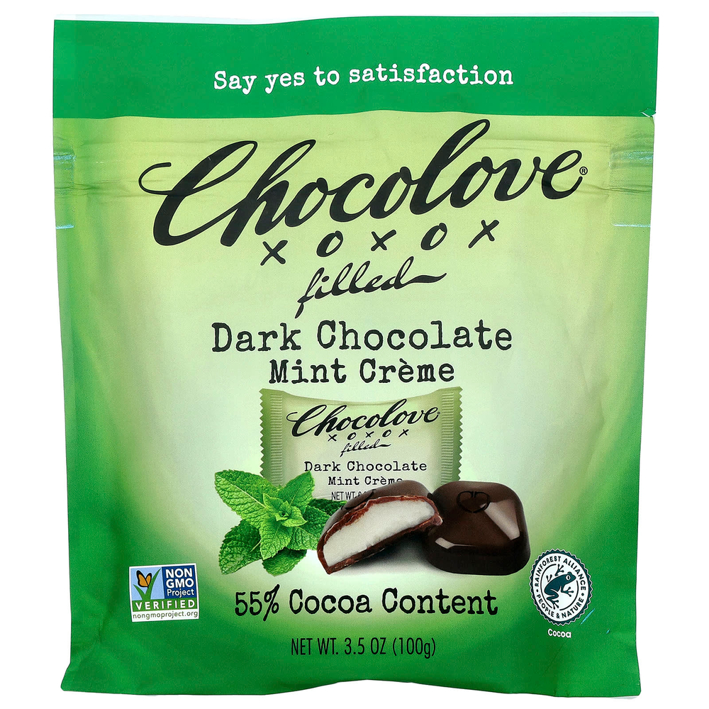 Chocolove, Крем с начинкой из темного шоколада и мяты, 55% какао, 100 г (3,5 унции)