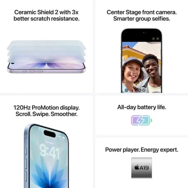 Смартфон Apple iPhone 17 512 ГБ (nano-SIM и eSIM), Синий | Mist Blue