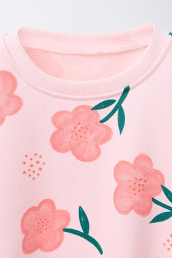 ZARA КОМПЛЕКТ ИЗ ТОЛСТОВКИ И ЛЕГГИНСОВ КЛЕШ В РУБЧИК С ПРИНТОМ, РОЗОВЫЙ/БЕЛЫЙ