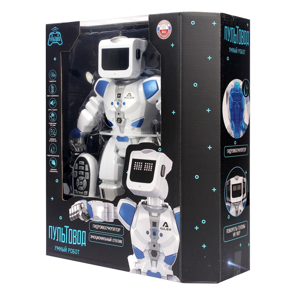 Робот на РУ (рус.озвуч, програм-ся, движется во всех напр-х, конвертор энергии), кор