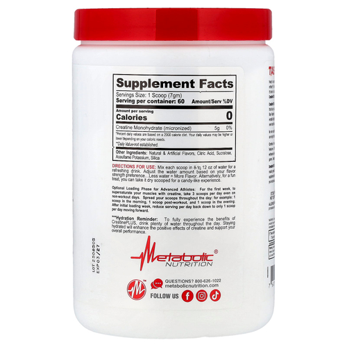Metabolic Nutrition, Micronized Creatine Plus™, со вкусом зеленого яблока, 420 г