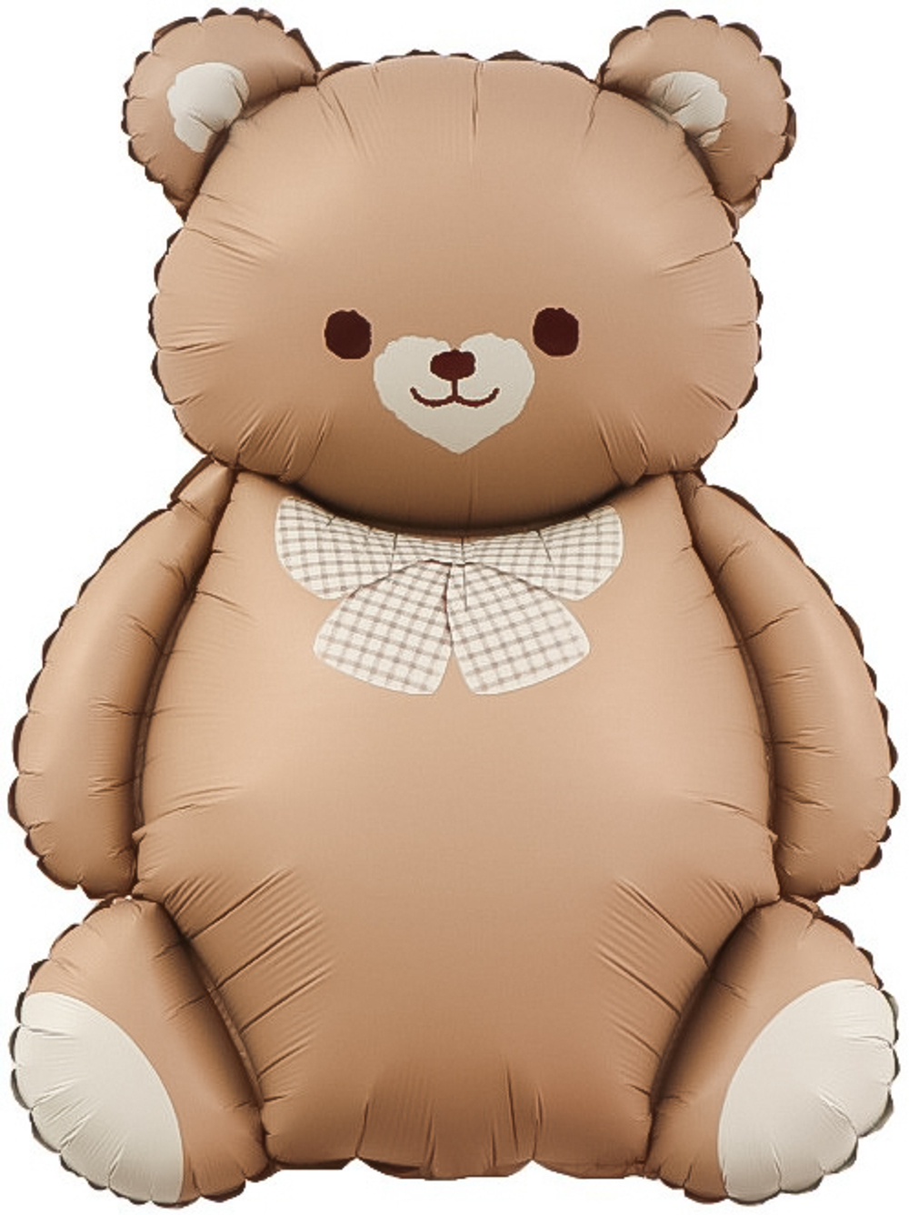 Шар (35''/89 см) Фигура, Мишка с бантом, Коричневый, Сатин, 1 шт. в уп.