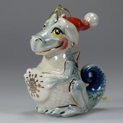 Фарфоровая ёлочная игрушка Дракон