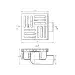 50 трап с гориз. спуском, н/рег решетка 150х150 пласт АНИ пласт TA5110