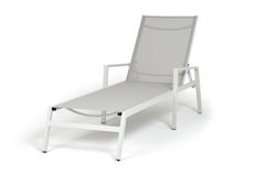 "Парма" шезлонг, каркас алюминий светло-серый (RAL7035) муар, ткань текстилен светло-серая