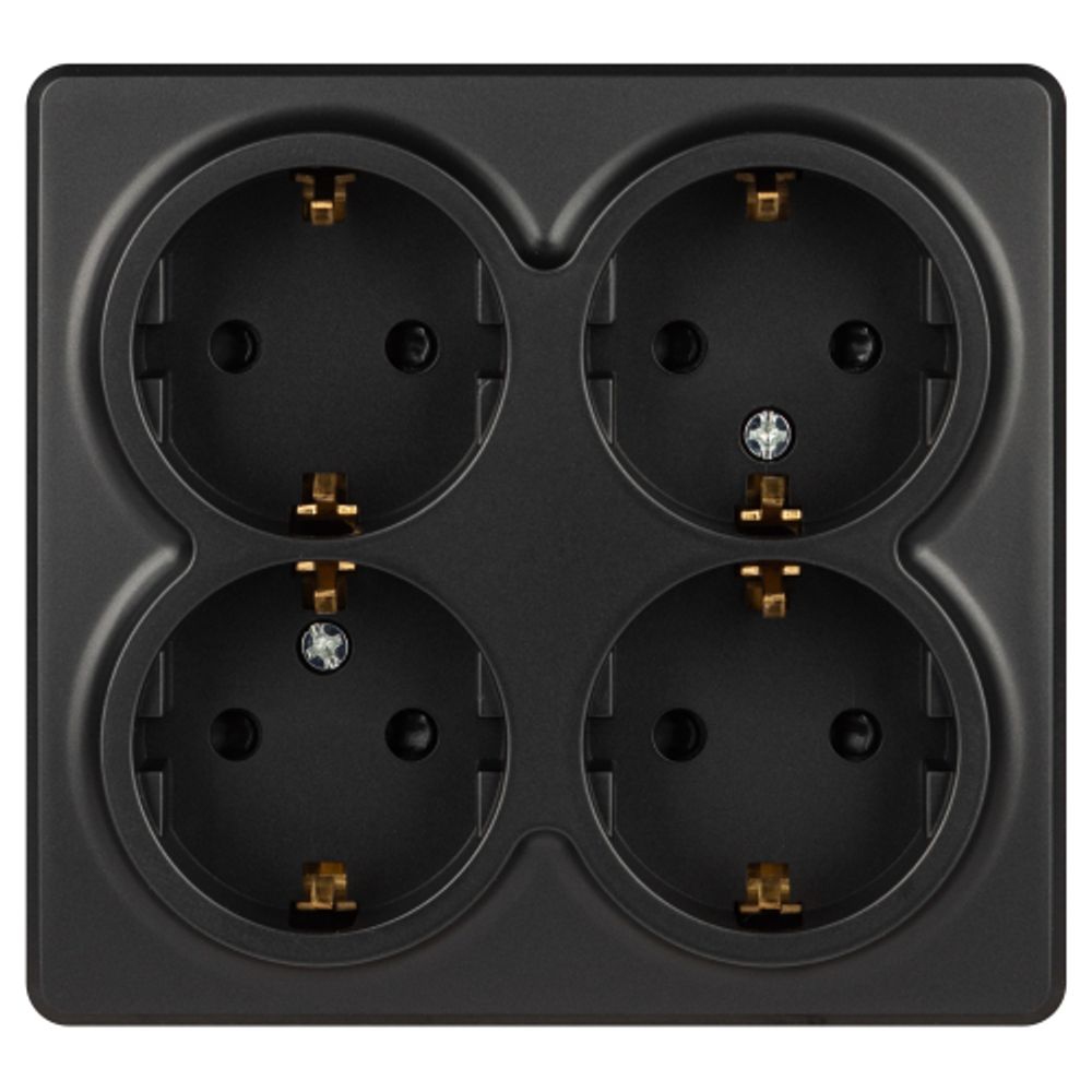 Розетка ЭРА Эксперт 11-2211-05 четырехместная с заземлением 4х2P+E Schuko со шторками IP20 16A-250В ОУ антрацит