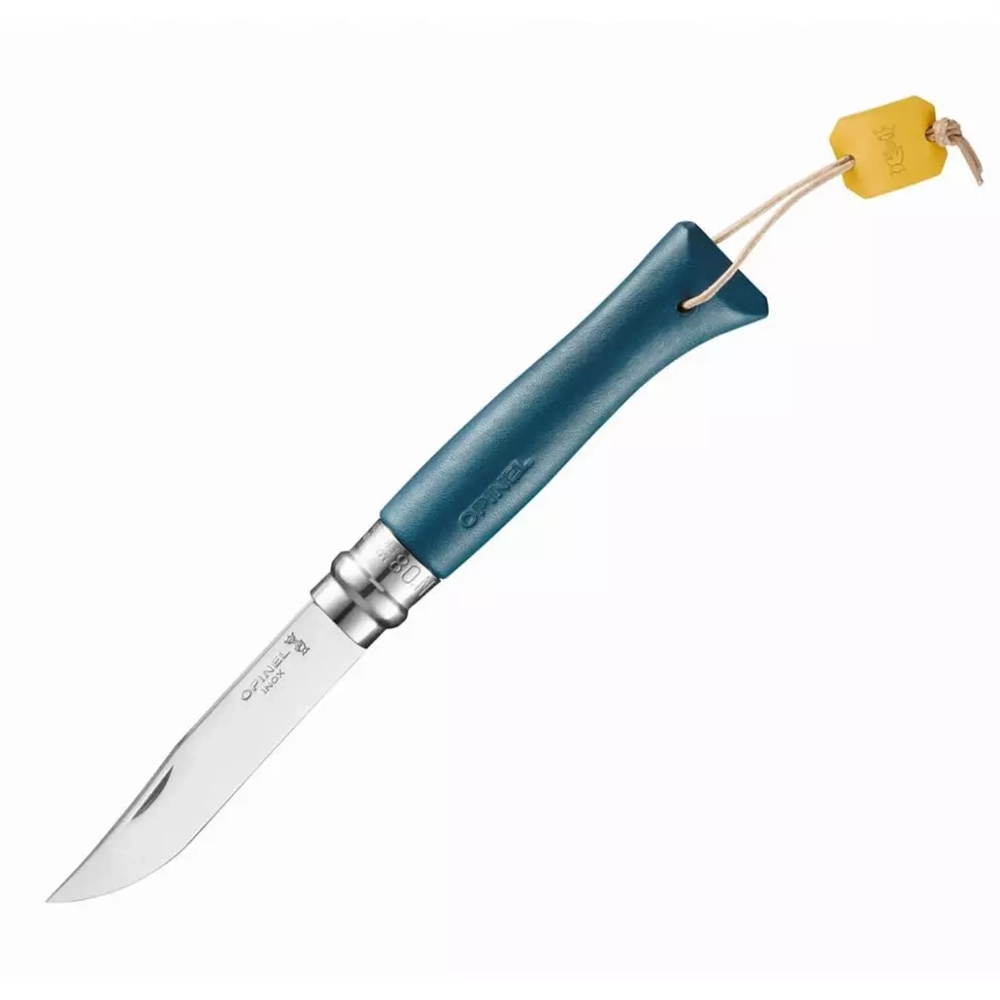 Нож Opinel №8, лимитированная серия, синяя кожаная рукоять