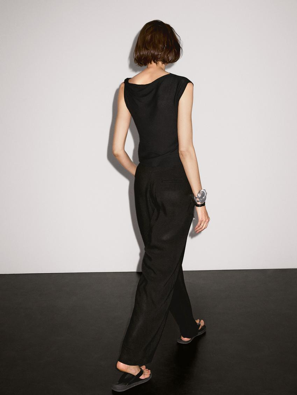 Massimo Dutti Топ асимметричного кроя с узлом, черный