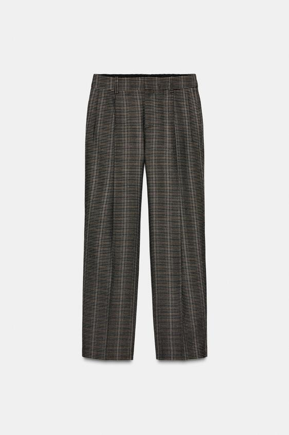 ZARA БРЮКИ В КЛЕТКУ — ZW COLLECTION, КОРИЧНЕВЫЙ