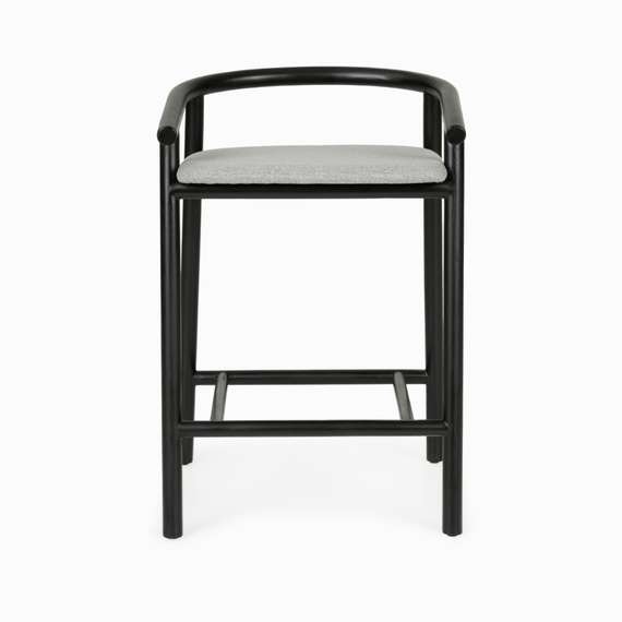 Полубарный стул Tout, 65 см, черный с серой обивкой