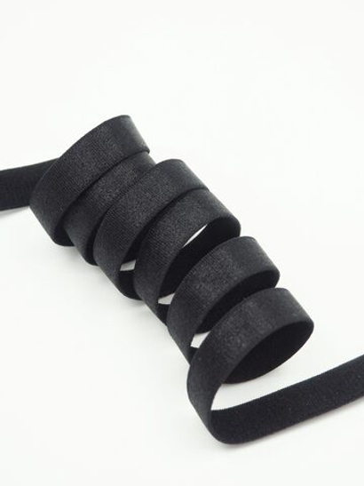 Резинка бретелечная черная глянцевая ширина 12 мм