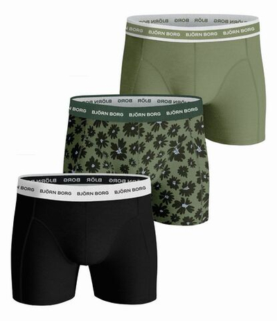 Мужские спортивные боксеры Björn Borg Shorts Sammy BB Fourflower 3P - oil green