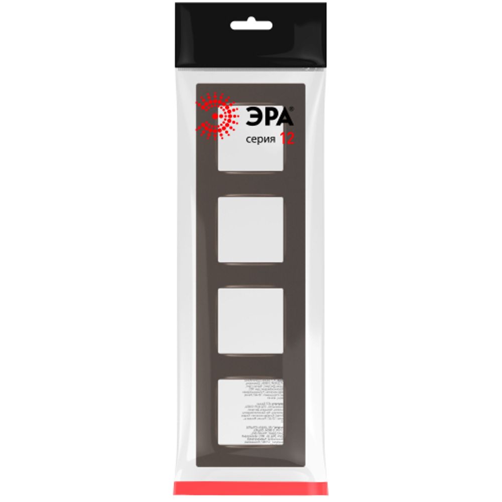 Рамка для розеток и выключателей ЭРА Серия 12 12-5204-13 на 4 поста, Классик, бронза