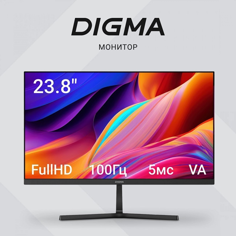 Монитор DIGMA TFT 23.8" Progress, 1920x1080, IPS, 100 Гц, 250 кд/м2, 10M:1, 5 мс, 178°/178°, HDMI, VGA, SPK (24P404F)