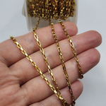 Цепь коробка, цепочка сталь, 2я позолота, 4×2мм, цена за отрезок 50см