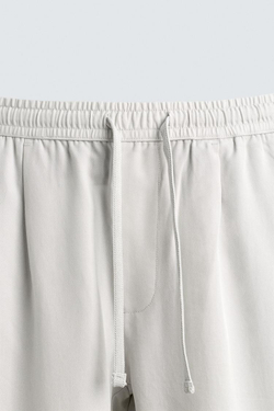 ZARA БРЮКИ REGULAR FIT ИЗ 100% ЛИОЦЕЛЛА, ЖЕМЧУЖНО-СЕРЫЙ