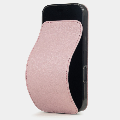 Чехол iPhone 16 Pro натуральная кожа козы, пудрового цвета
