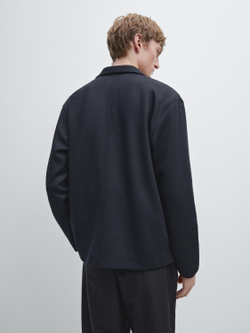 Massimo Dutti Куртка-рубашка с карманами на пуговицах, темно-синий