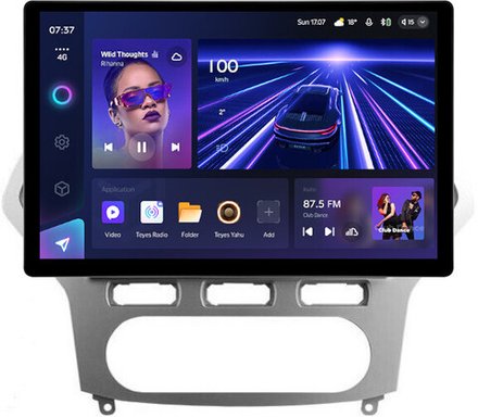 Магнитола для Ford Mondeo 4 2007-2010 (рамка серебро) - Teyes CC3-2K монитор 13", QLED+2K, Android 10, ТОП процессор, 4G SIM-слот, CarPlay