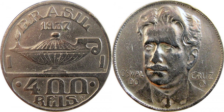 Бразилия 400 реалов, 1936 - 1938 Освалду Крус VF