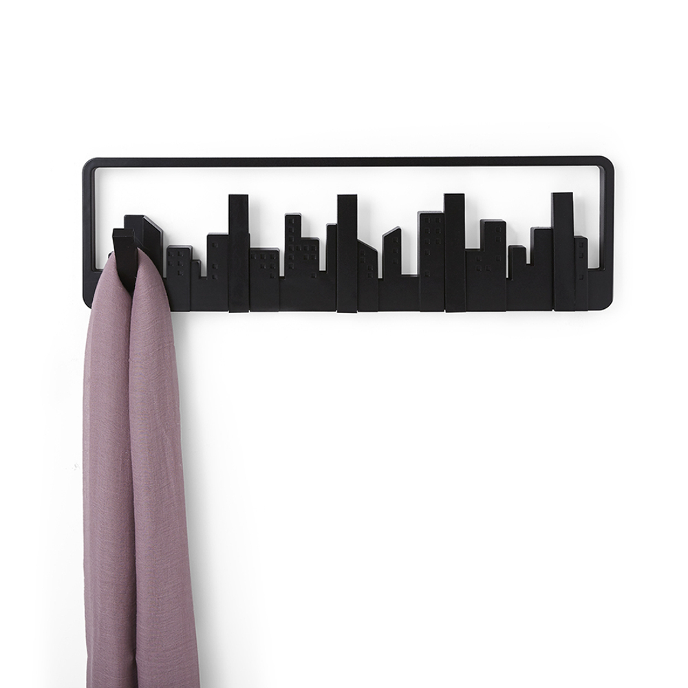 Вешалка настенная skyline, 50 см, черная, 5 крючков