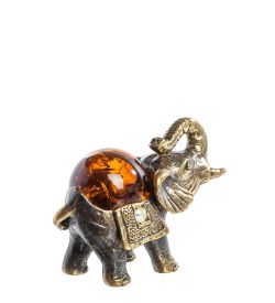 AM- 204 Фигурка «Африканский слон» (латунь, янтарь)