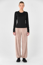 Брюки велюровые широкие с манжетами с карманами