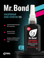 Анаэробный герметик Mr.Bond 707 демонтаж с нагревом, красный, 250 г MB4070700250