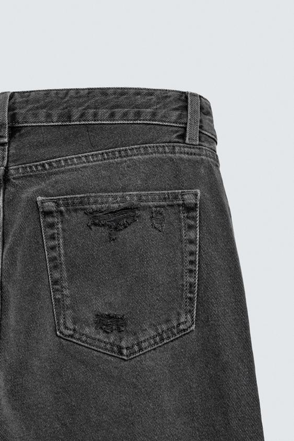 ZARA РАСКЛЕШЕННЫЕ ДЖИНСЫ С ДЫРКАМИ, УГОЛЬНЫЙ