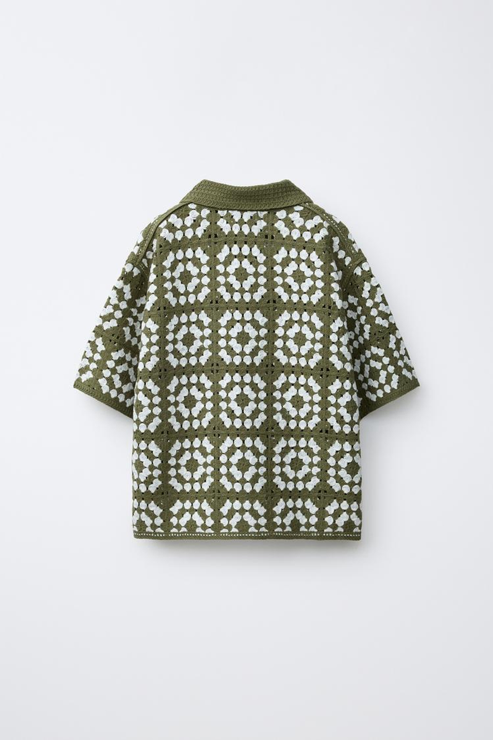 ZARA РУБАШКА ИЗ КРУЖЕВА КРОШЕ, ЗЕЛЕНЫЙ