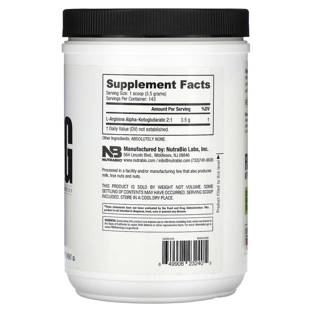 NutraBio, AAKG`` 500 г (1,1 фунта)