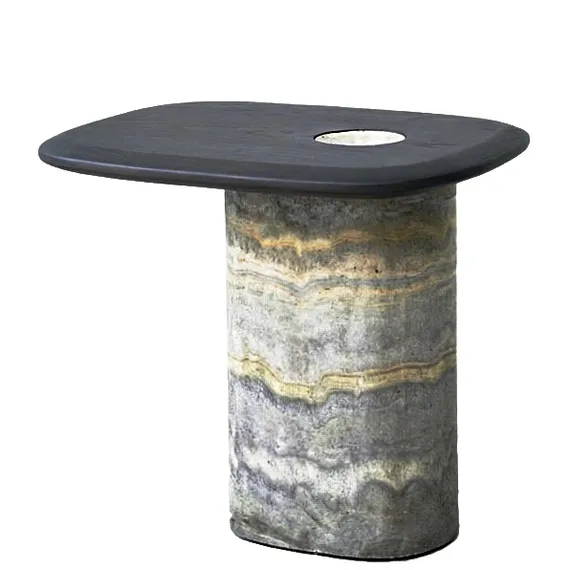 Стол кофейный 4893, 51х40х43 см, травертин, дерево