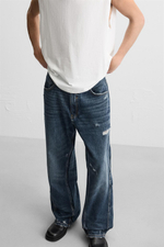 Джинсы baggy fit с декоративной строчкой