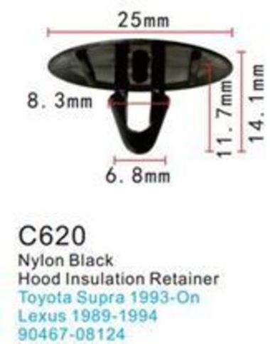 Клипса для крепления внутренней обшивки а/м Тойота пластиковая (100шт/уп.) Forsage клипса C0620(Toyota)