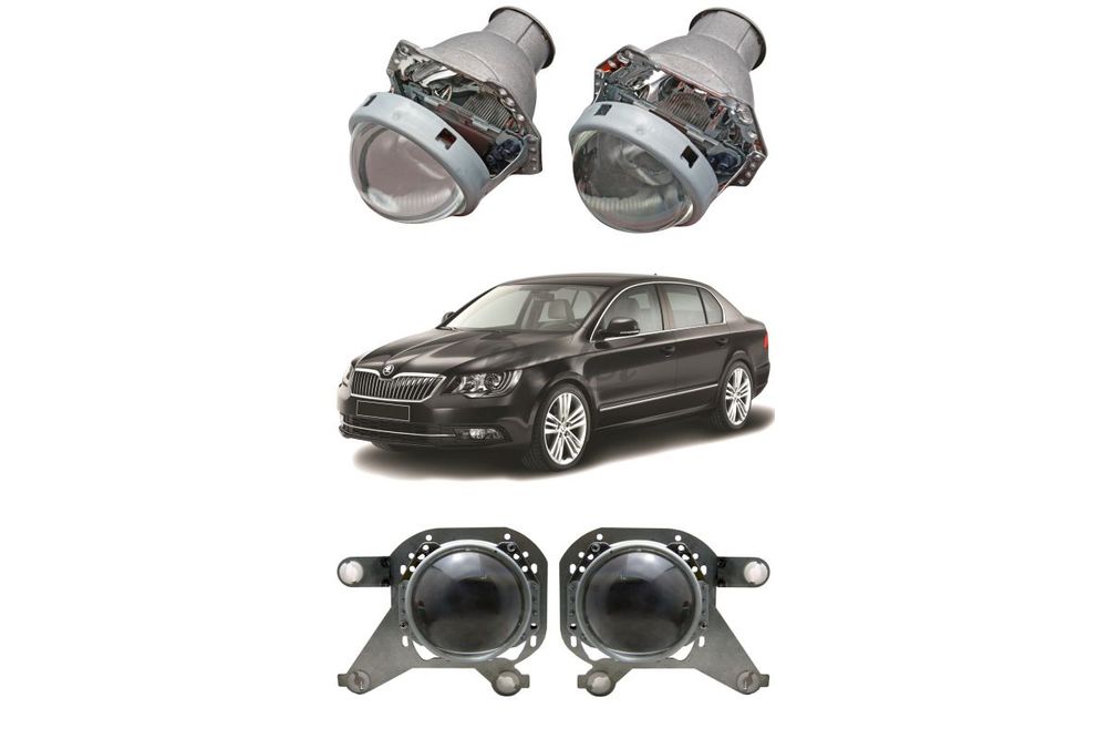 Готовый комплект для замены штатных линз Skoda Superb II рестайлинг 2013-2015